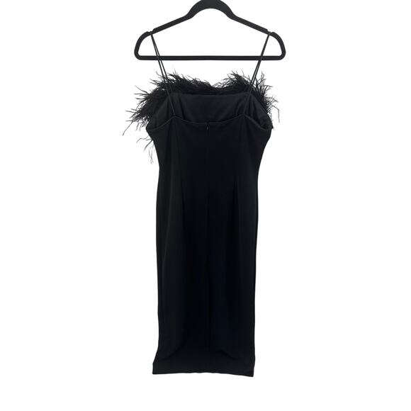 Alex Evenings Dress Velvet Ostrich Feathers Formal Gown Maxi Size 14 Black - Picture 3 of 8